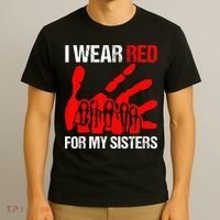 I Wear Red For MySister Native American Stop MMIW Red Hand T-Shirt thumb 3