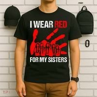 I Wear Red For MySister Native American Stop MMIW Red Hand T-Shirt thumb 6