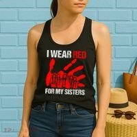 I Wear Red For MySister Native American Stop MMIW Red Hand Women's Tank Top thumb 2