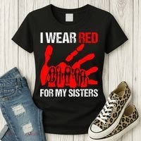 I Wear Red For MySister Native American Stop MMIW Red Hand Women's T-Shirt thumb 3