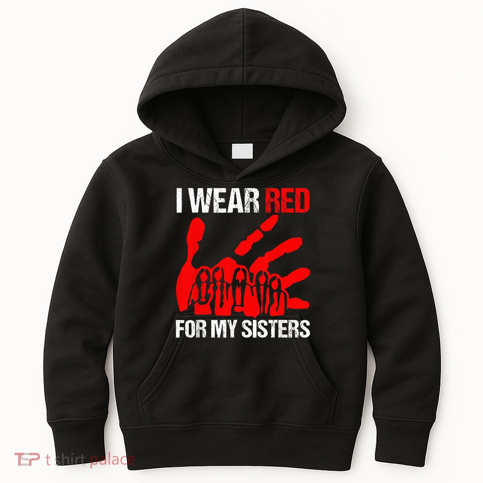 I Wear Red For MySister Native American Stop MMIW Red Hand Kids Hoodie