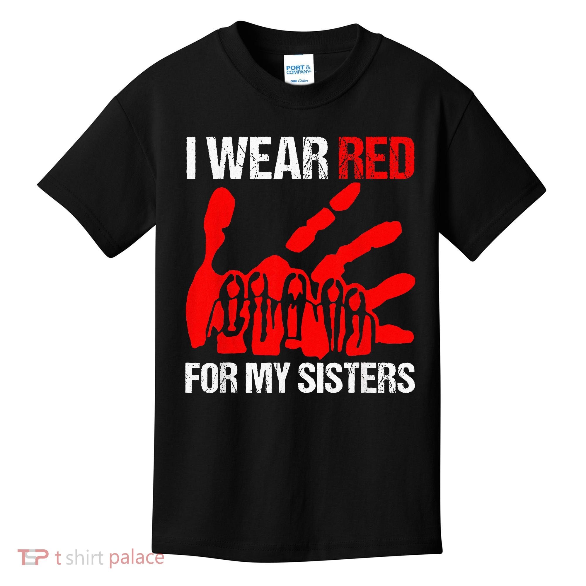 I Wear Red For MySister Native American Stop MMIW Red Hand Kids T-Shirt