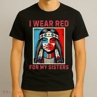 I Wear Red For My Sister Native American Stop Mmiw T-Shirt thumb 3