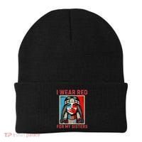 I Wear Red For My Sister Native American Stop Mmiw Beanie thumb 0