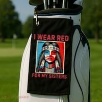 I Wear Red For My Sister Native American Stop Mmiw Golf Towel thumb 2