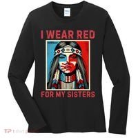 I Wear Red For My Sister Native American Stop Mmiw Women's Long Sleeve Shirt thumb 0