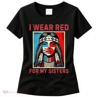 I Wear Red For My Sister Native American Stop Mmiw Women's T-Shirt thumb 0