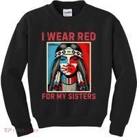 I Wear Red For My Sister Native American Stop Mmiw Kids Sweatshirt thumb 0