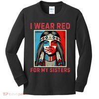 I Wear Red For My Sister Native American Stop Mmiw Kids Long Sleeve Shirt thumb 0