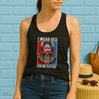 I Wear Red For My Sister Native American Stop Mmiw Month Women's Tank Top thumb 2