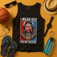 I Wear Red For My Sister Native American Stop Mmiw Month Tank Top thumb 4