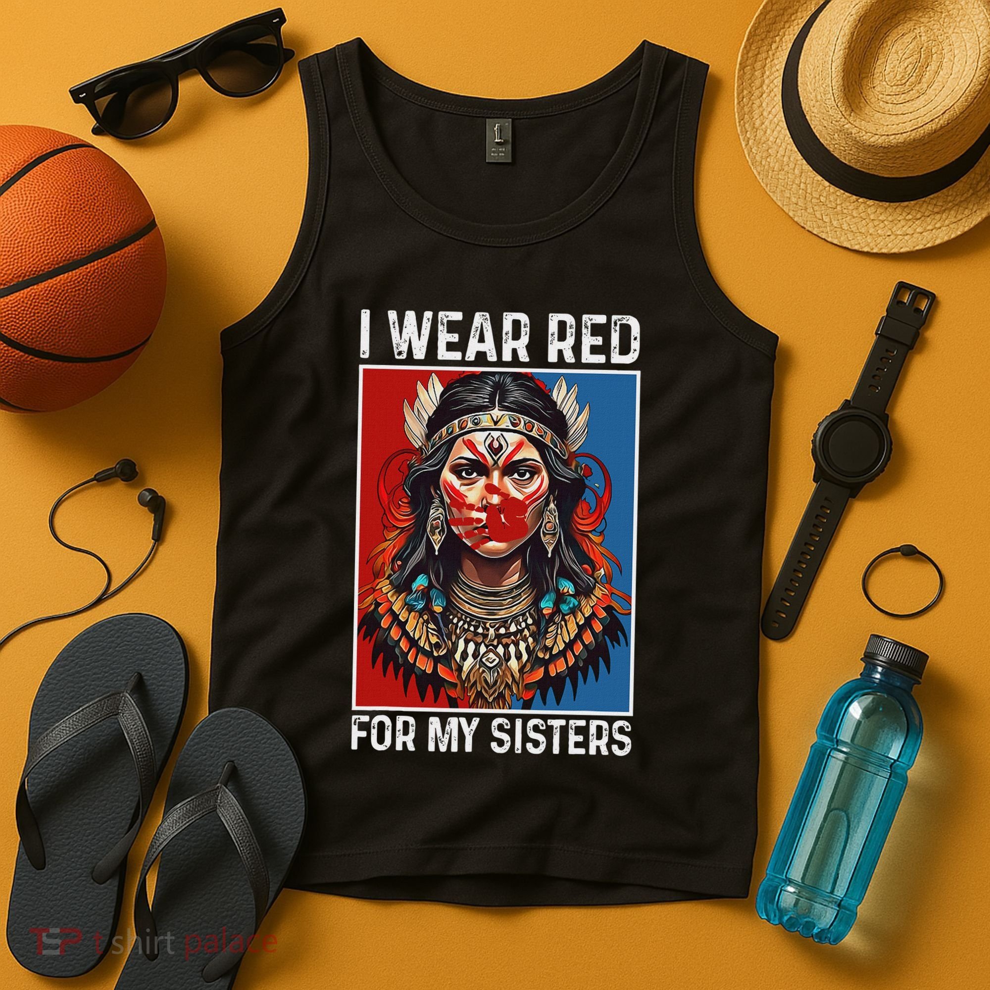 I Wear Red For My Sister Native American Stop Mmiw Month Tank Top