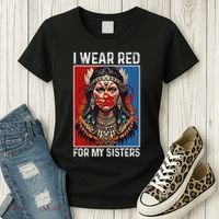 I Wear Red For My Sister Native American Stop Mmiw Month Women's T-Shirt thumb 3