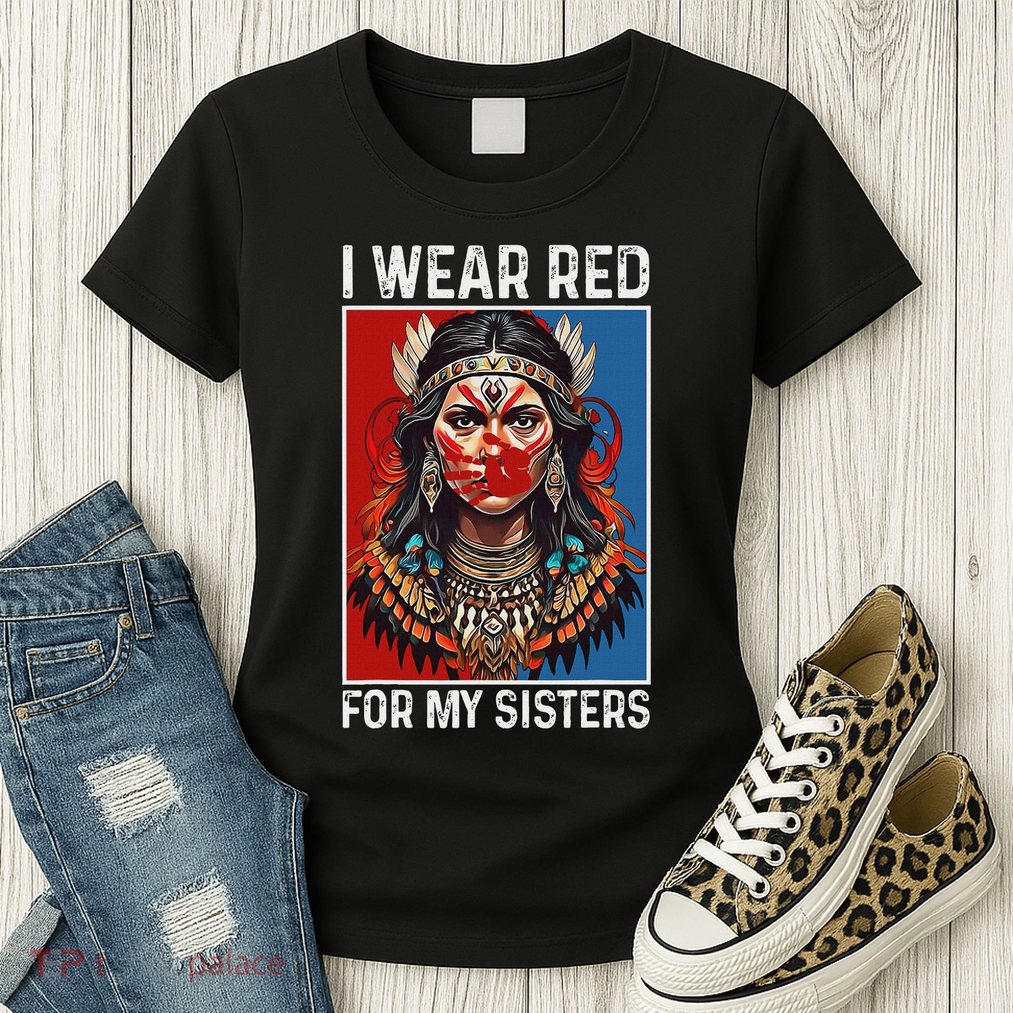 I Wear Red For My Sister Native American Stop Mmiw Month Women's T-Shirt