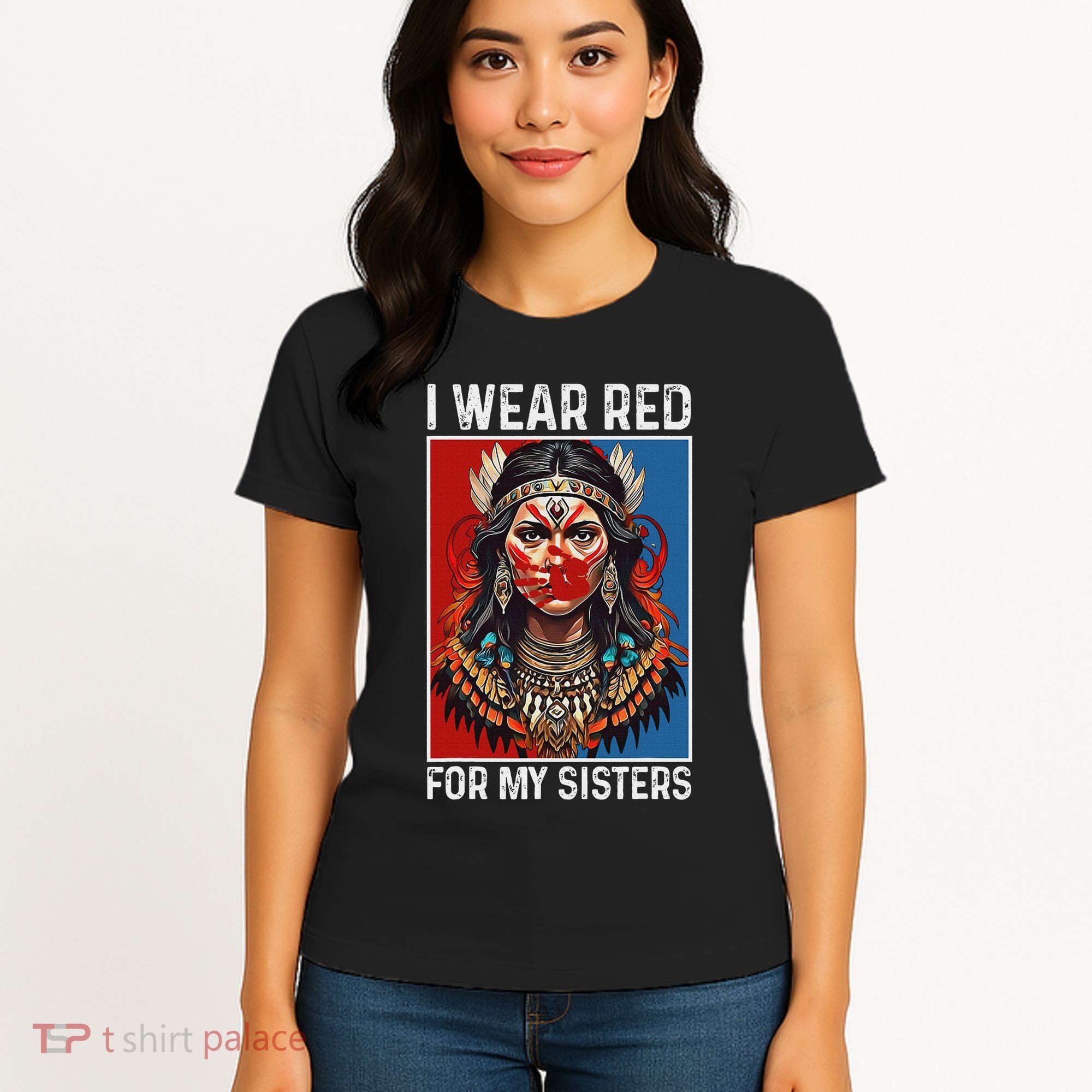 I Wear Red For My Sister Native American Stop Mmiw Month Women's T-Shirt