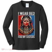 I Wear Red For My Sister Native American Stop Mmiw Month Kids Long Sleeve Shirt thumb 0