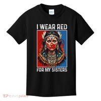 I Wear Red For My Sister Native American Stop Mmiw Month Kids T-Shirt thumb 0