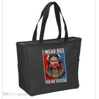 I Wear Red For My Sister Native American Stop Mmiw Month Tote Bag thumb 2