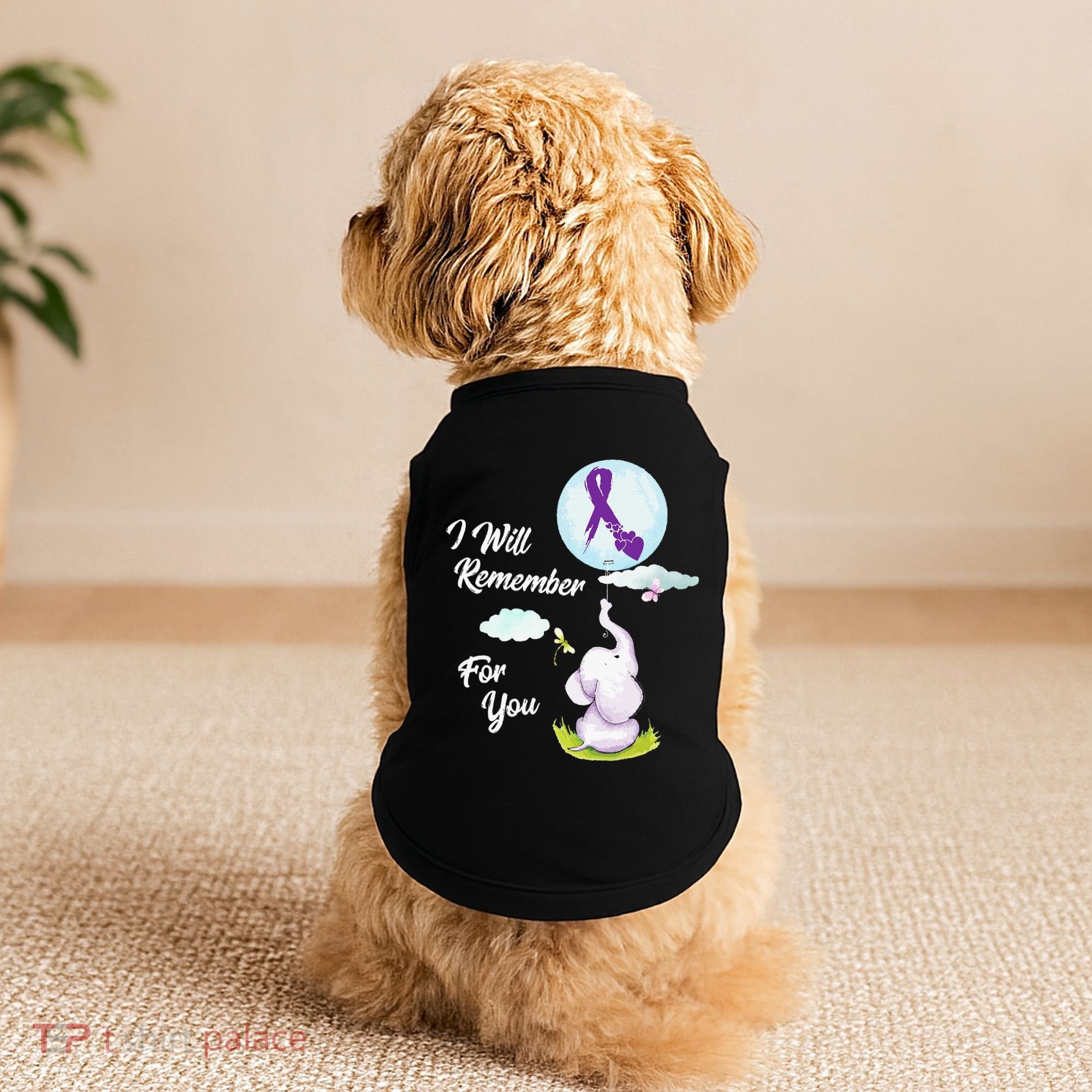 I Will Remember For You Alzheimers Awareness Elephant Ribbon Doggie Tank