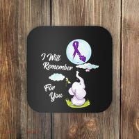 I Will Remember For You Alzheimers Awareness Elephant Ribbon Coaster thumb 0