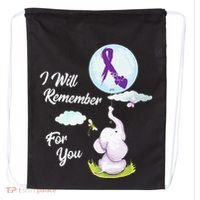 I Will Remember For You Alzheimers Awareness Elephant Ribbon Drawstring Bag thumb 0
