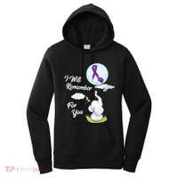 I Will Remember For You Alzheimers Awareness Elephant Ribbon Women's Hoodie thumb 0