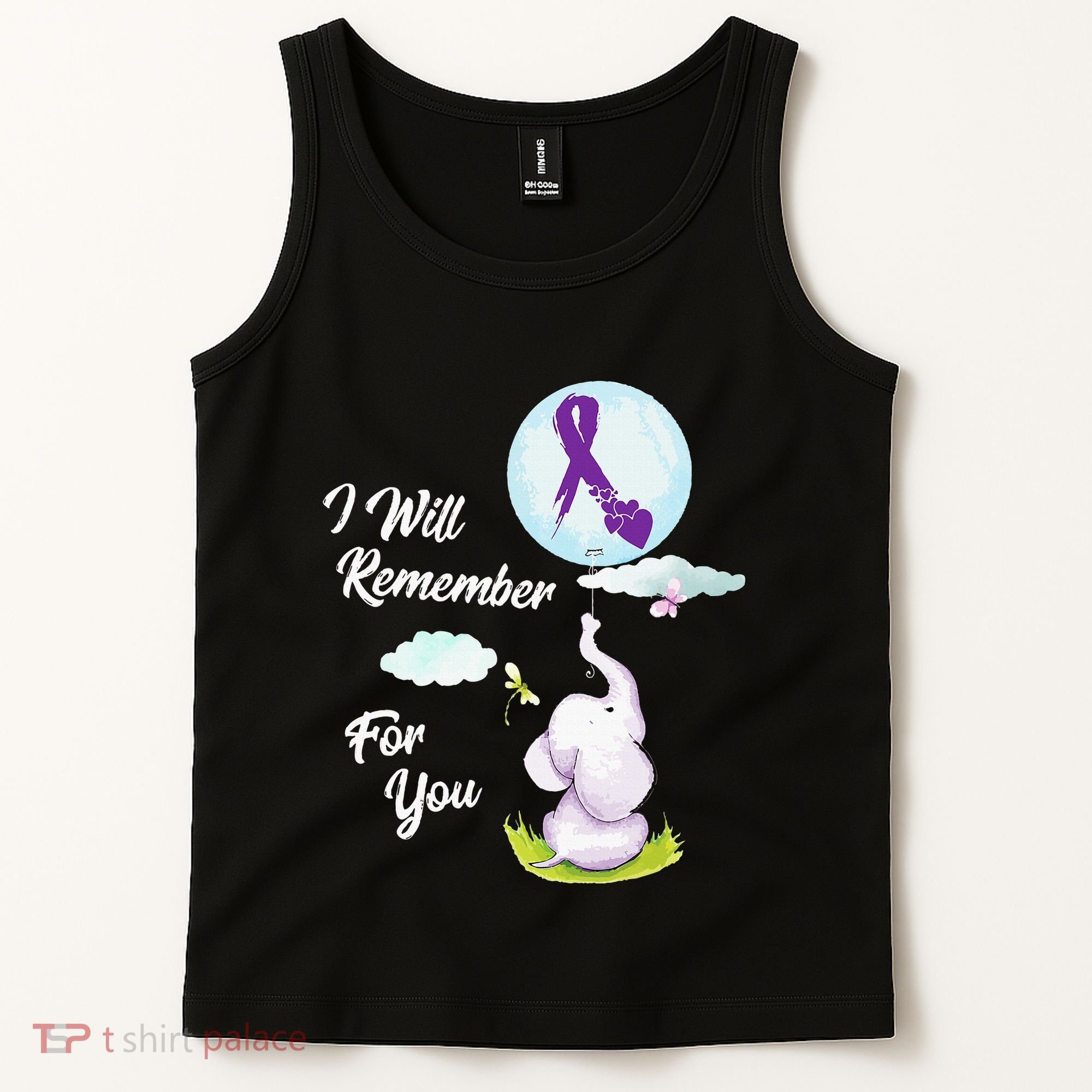 I Will Remember For You Alzheimers Awareness Elephant Ribbon Tank Top