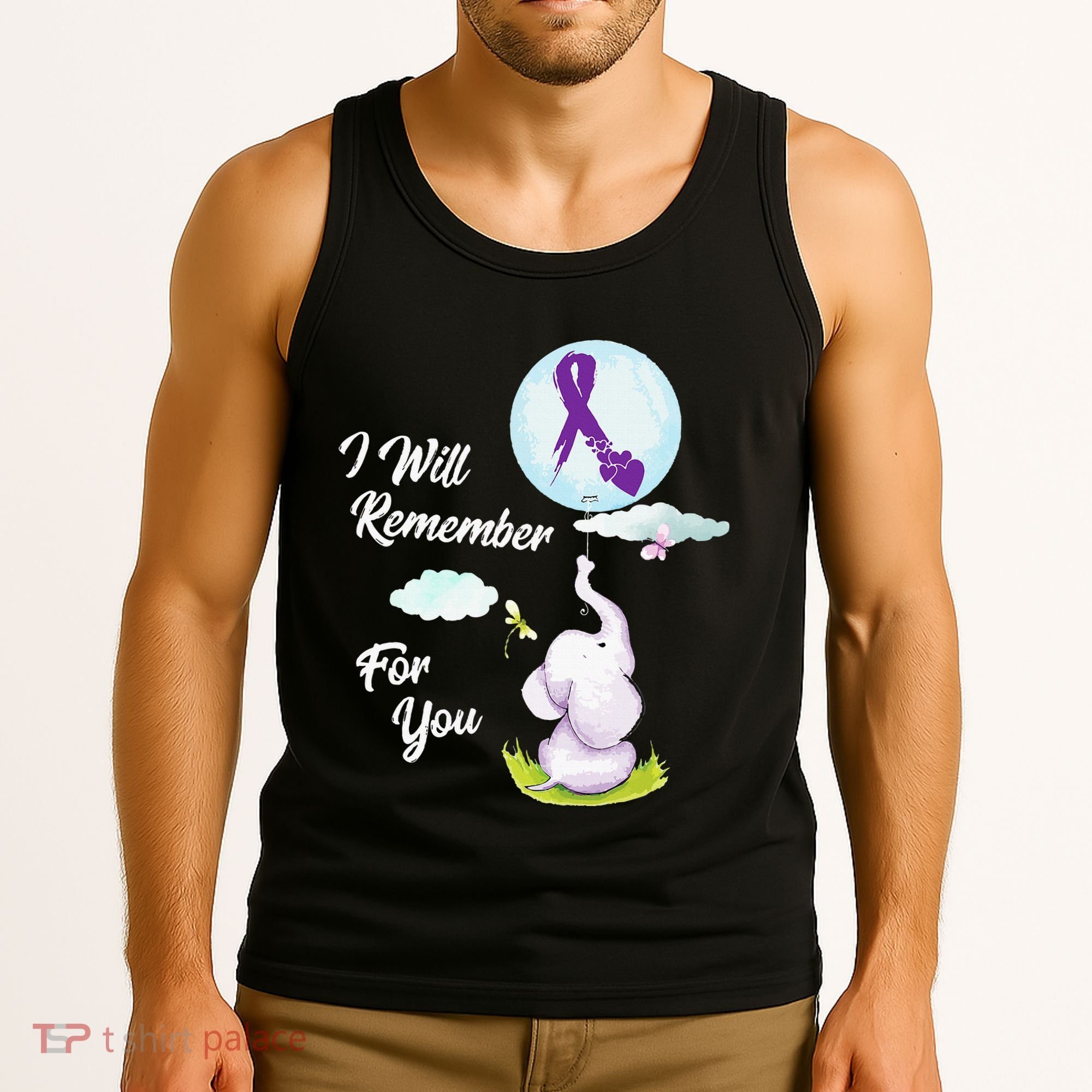 I Will Remember For You Alzheimers Awareness Elephant Ribbon Tank Top