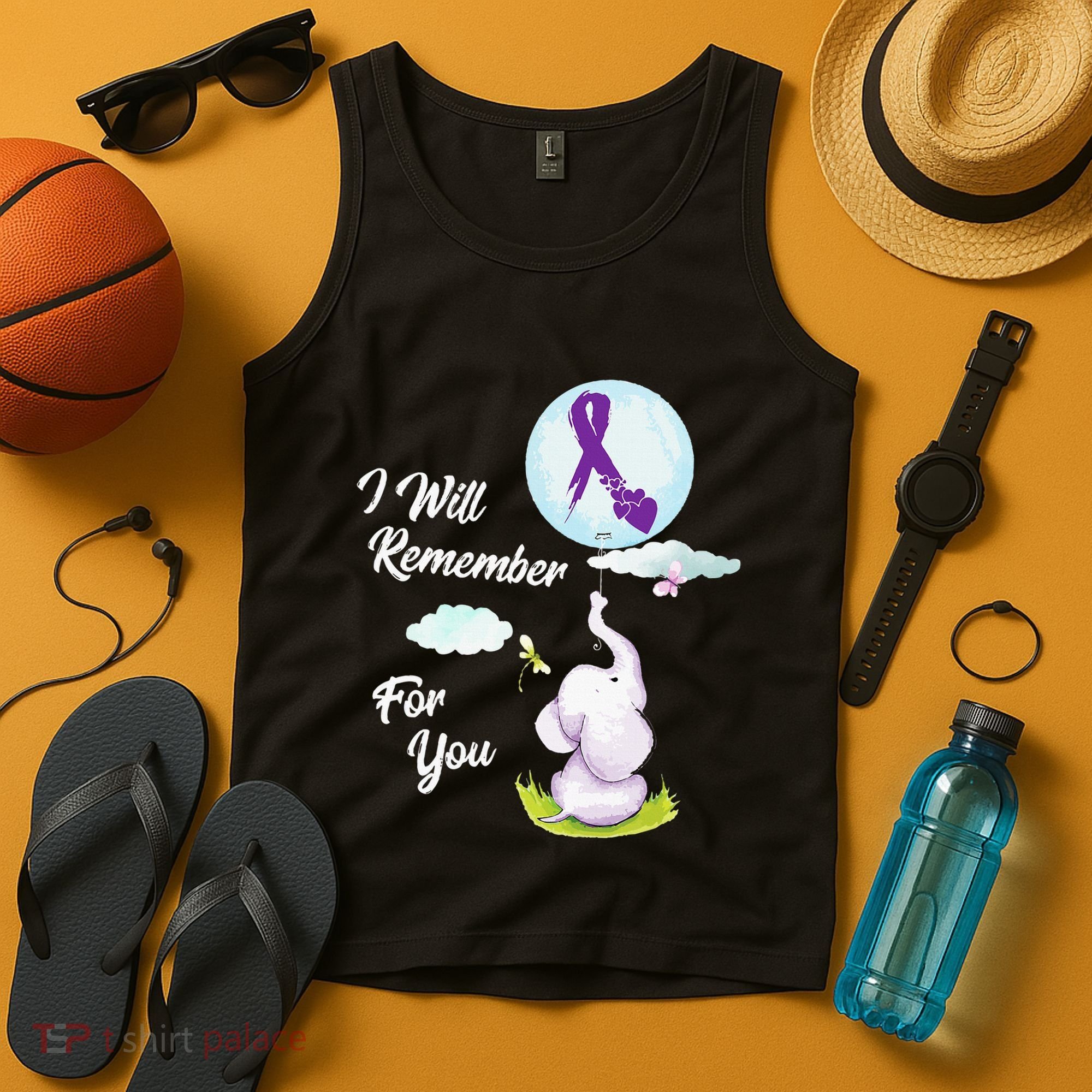 I Will Remember For You Alzheimers Awareness Elephant Ribbon Tank Top