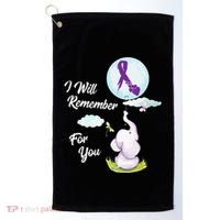 I Will Remember For You Alzheimers Awareness Elephant Ribbon Golf Towel thumb 0