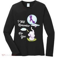 I Will Remember For You Alzheimers Awareness Elephant Ribbon Women's Long Sleeve Shirt thumb 0