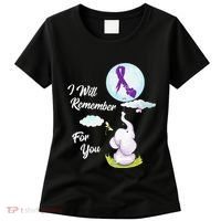 I Will Remember For You Alzheimers Awareness Elephant Ribbon Women's T-Shirt thumb 0