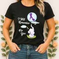 I Will Remember For You Alzheimers Awareness Elephant Ribbon Women's T-Shirt thumb 2