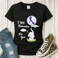 I Will Remember For You Alzheimers Awareness Elephant Ribbon Women's T-Shirt thumb 3