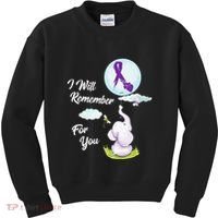 I Will Remember For You Alzheimers Awareness Elephant Ribbon Kids Sweatshirt thumb 0