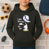 I Will Remember For You Alzheimers Awareness Elephant Ribbon Kids Hoodie thumb 2