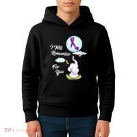 I Will Remember For You Alzheimers Awareness Elephant Ribbon Kids Hoodie thumb 4