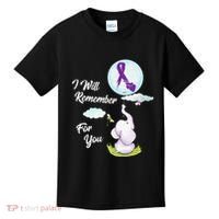 I Will Remember For You Alzheimers Awareness Elephant Ribbon Kids T-Shirt thumb 0