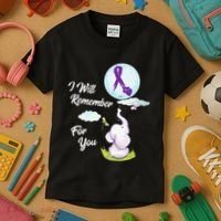 I Will Remember For You Alzheimers Awareness Elephant Ribbon Kids T-Shirt thumb 3