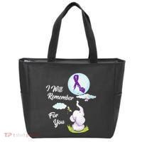 I Will Remember For You Alzheimers Awareness Elephant Ribbon Tote Bag thumb 0