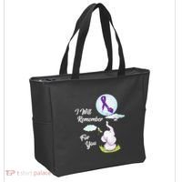 I Will Remember For You Alzheimers Awareness Elephant Ribbon Tote Bag thumb 2
