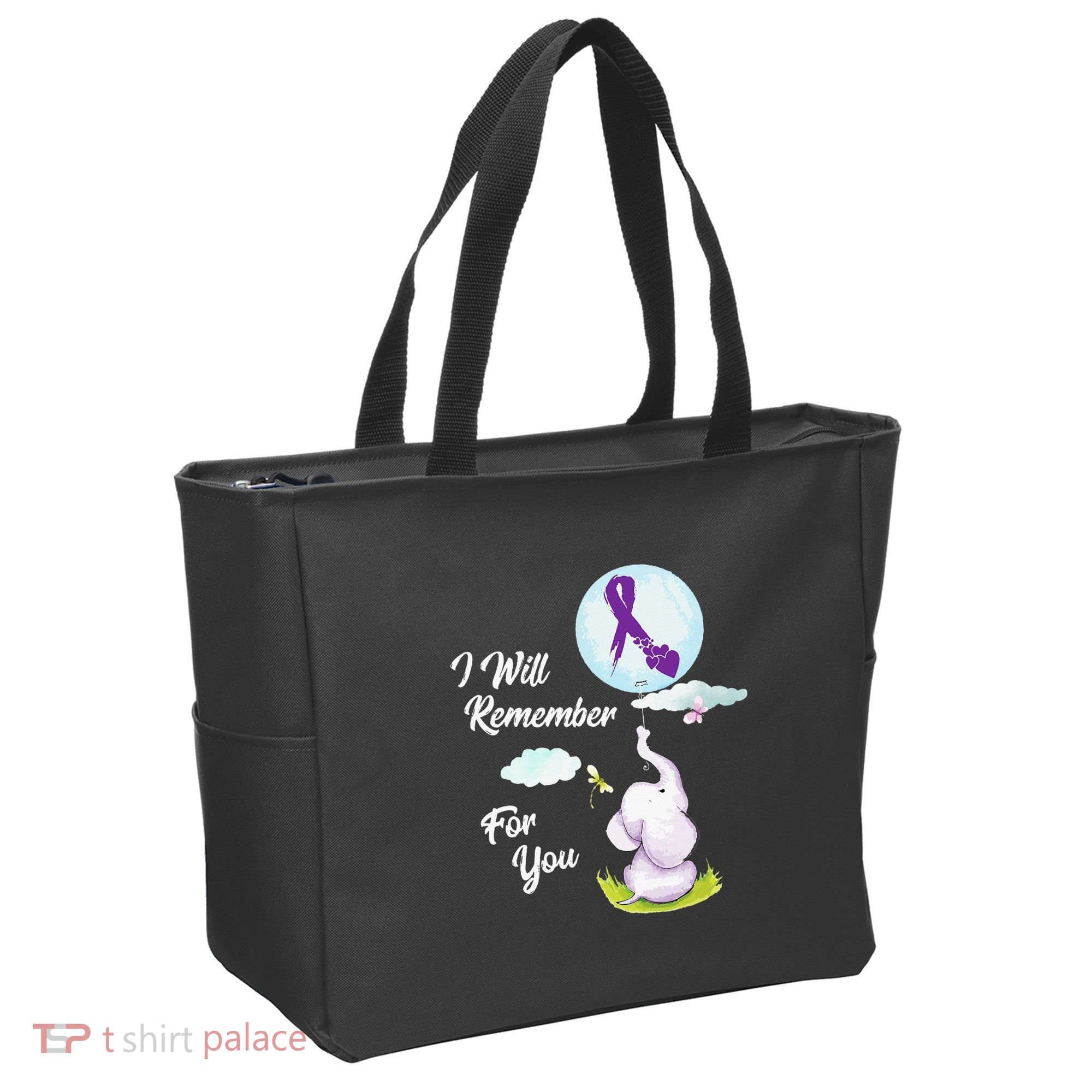 I Will Remember For You Alzheimers Awareness Elephant Ribbon Tote Bag