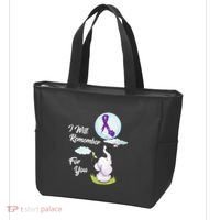 I Will Remember For You Alzheimers Awareness Elephant Ribbon Tote Bag thumb 3