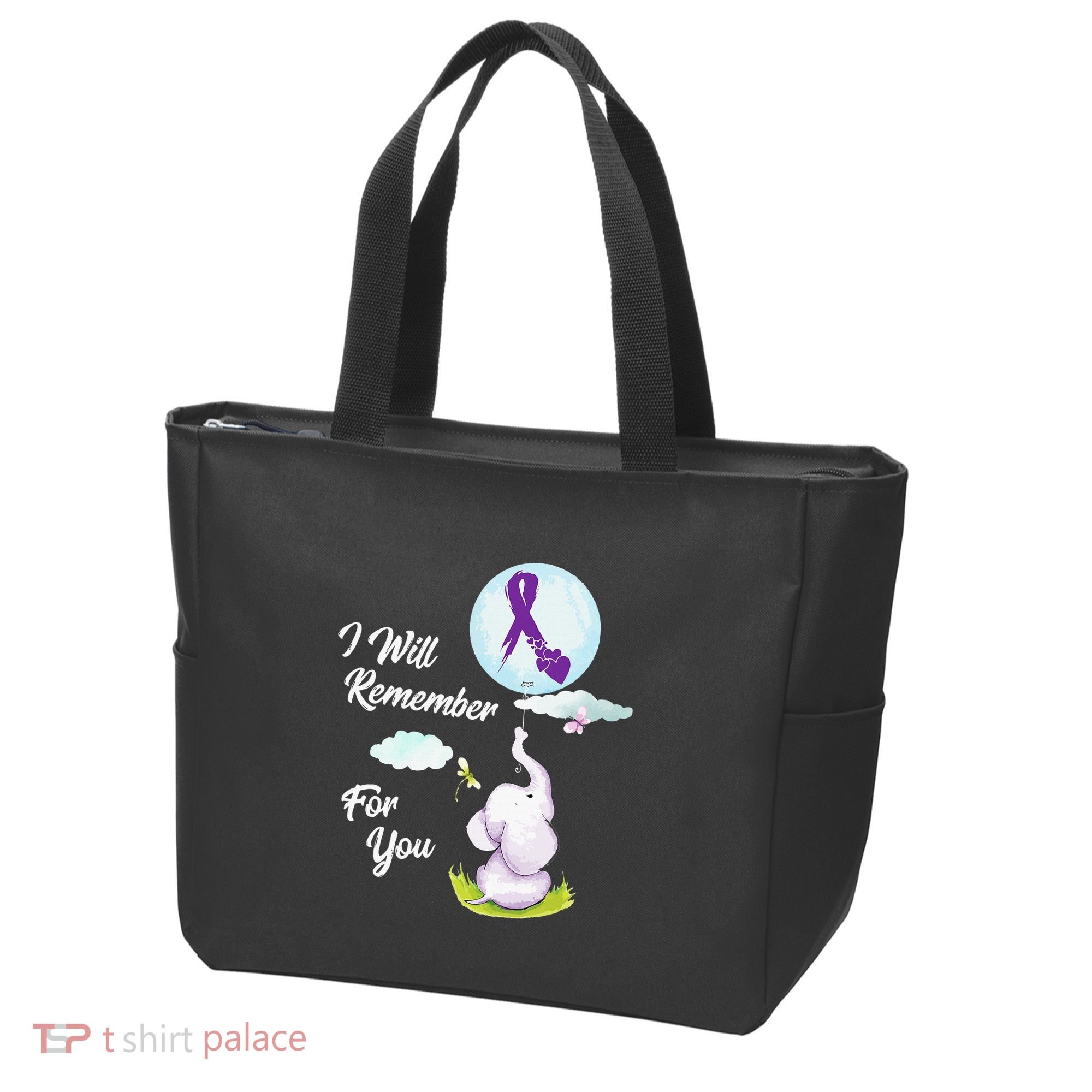 I Will Remember For You Alzheimers Awareness Elephant Ribbon Tote Bag