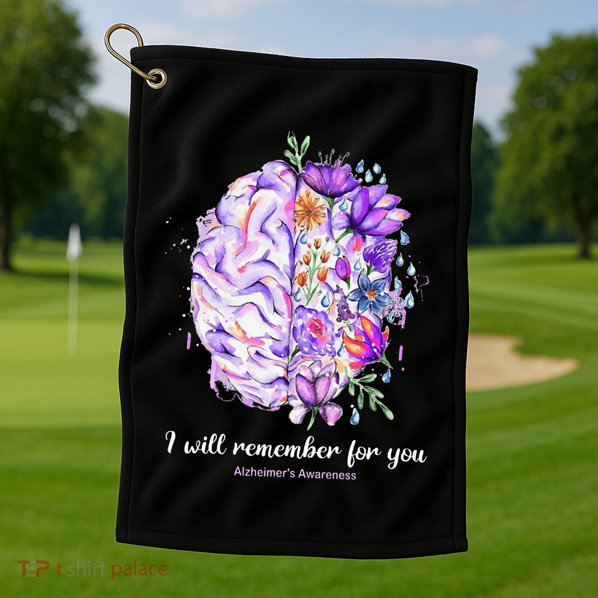 I Will Remember For You Brain AlzheimerS Awareness Golf Towel