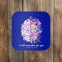 I Will Remember For You Brain AlzheimerS Awareness Coaster thumb 0