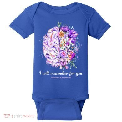I Will Remember For You Brain AlzheimerS Awareness Baby Bodysuit