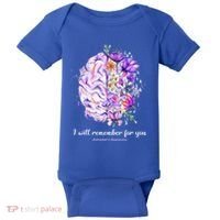 I Will Remember For You Brain AlzheimerS Awareness Baby Bodysuit thumb 0