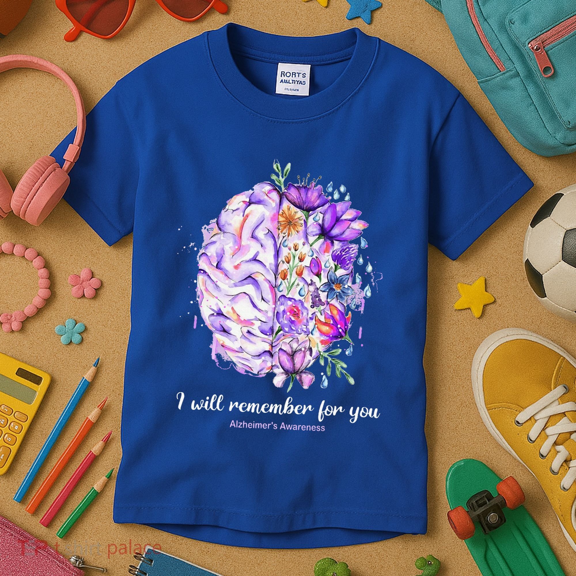 I Will Remember For You Brain AlzheimerS Awareness Kids T-Shirt