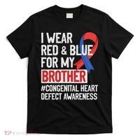 I Wear Red Blue For My Brother Chd Congenital Heart Disease T-Shirt thumb 0